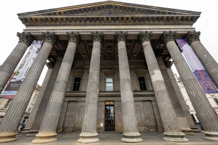 Gallery of Modern Art (GoMA) of Glasgow at night, Scotland. Glasgow is the largest city in Scotland