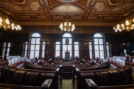 Glasgow, UK - Jul 12, 2024: The Glasgow City Chambers building. Completed in 1888 and overlooking George Square, Glasgow City Chambers is one of the cityâs most prestigious buildings.の写真素材
