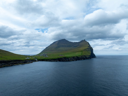 Vidareidi in the north of Vidoy Island in the Faroe Islands.の写真素材