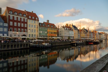 Copenhagen, Denmark - Jul 27, 2024: Nyhavn in Copenhagen in Denmark. The colourful houses of Nyhavn are one of the most iconic spots in Copenhagenの写真素材