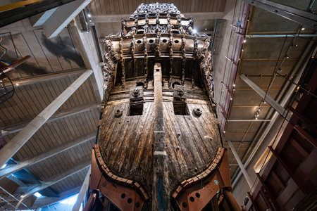 Stockholm, Sweden: Aug 1, 2024: Interior of the Vasa Museum in Stockholm, Sweden. The Vasa museum gets 1.4 million visitors a year.の写真素材