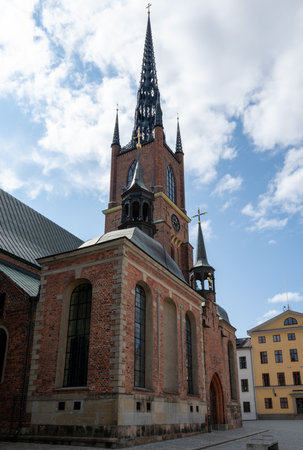 Riddarholmen Church, view of the Riddarholmskyrkan (13th century) church in Birger Jarls Square on Riddarholmen island in central Stockholm, Sweden.の写真素材