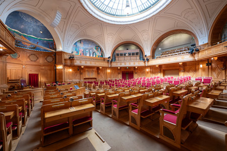 Stockholm, Sweden - Aug 5, 2024: The iconic Parliament House in Stockholm, Sweden showcasing stunning architecture and historical significance.の写真素材