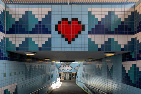 Stockholm, Sweden - Aug 7 2024: Thorildsplan, arcade themed Station of the Subway in Stockholm, Sweden.の写真素材
