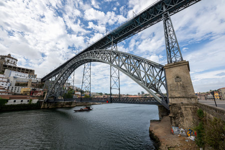 Luis I Bridge and a cityscape of the Duoro River and Porto, Portugal.
