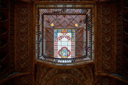 Porto, Portugal - Aug 13, 2024: Interior view of the bookstore Livraria Lello in Porto, Portugal