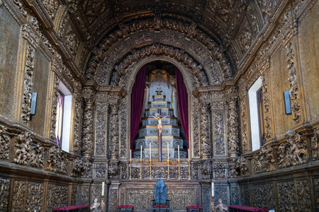 Aveiro, Portugal - Aug 16, 2024: Magnificent facade of the Parish Church of Vera Cruz in Aveiro with...