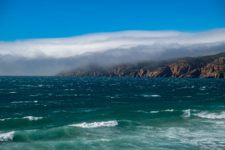 View of the scenic beach, in the sea, near Cascais, in Portugal