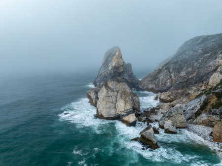 Praia da Ursa beach, Sintra-Cascais Natural Park, Portugalの写真素材
