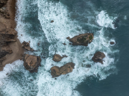 Praia da Ursa beach, Sintra-Cascais Natural Park, Portugalの写真素材