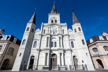 St. Louis Cathedral in Jackson Square in the French Quarter of New Orleans, Louisiana.の写真素材