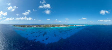 Pristine turquoise blue beach sea ocean of West Bay near Seven Mile Beach Grand Cayman in the Cayman Islandsの写真素材