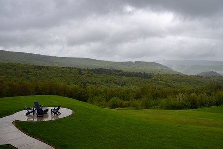 Beautiful natural landscape in Florida, Massachusetts on a cloudy, wet day.の写真素材