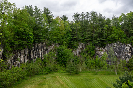 View of a marble cliff in Natural Bridge State Park in North Adams, Massachusettsの写真素材