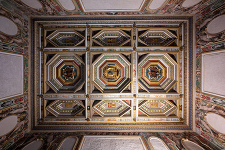 Tivoli, Italy - Jul 10, 2025: Villa d'Este, near Rome. It is an Italian Renaissance villa with large gardens famous for its fountains and waterfall. It is listed as a World Heritage Site.の写真素材