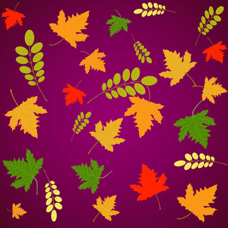 autumn sheet on violet backgroundのイラスト素材