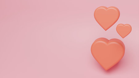 3d render of heart shaped on pink background to illustrate love, wedding, valentines day, affection, happiness, heart, gift, sweet heart, anniversary, and romance.の写真素材