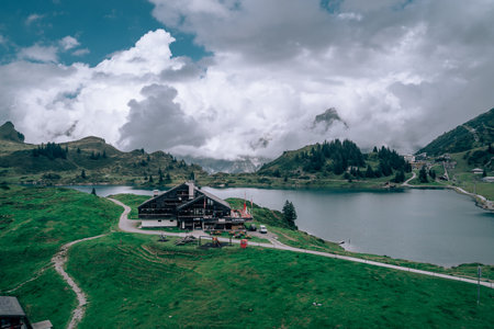 A Lake in the mountains in Switserlandのeditorial素材