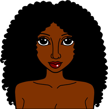 Beautiful dark skin ebony black woman vector imageのイラスト素材