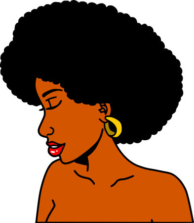 Beautiful black woman with afro vectorのイラスト素材