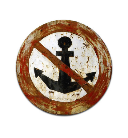 The sign forbidding a stop of a vessel. Isolation on a white background                       の写真素材