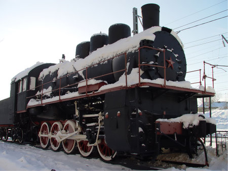 Steam locomotive of the middle of 20 centuries at railway station in Petrozavodsk                         の写真素材
