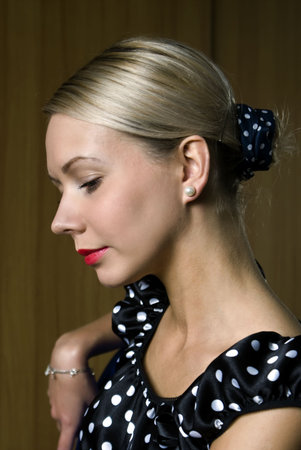 Portrait of the girl in a retro style の写真素材