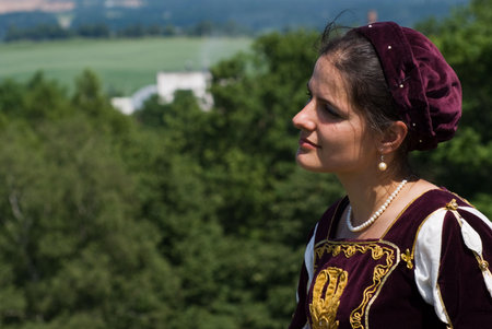 Young woman in italian renaissance dressの写真素材