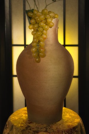 Jug with grape in a luxurious interiorの写真素材
