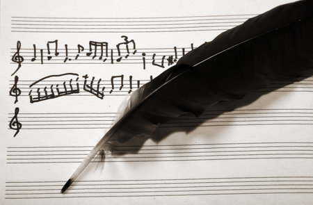 Picture of the musical notes and featherの写真素材