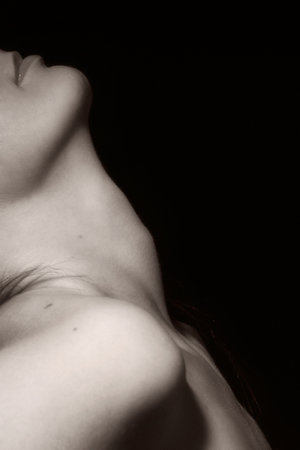 Closeup picture of the female neck (black and white)の写真素材
