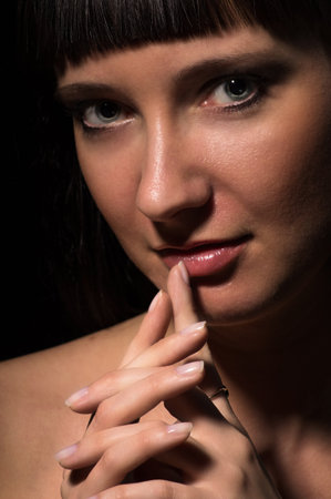 Portrait of the pretty young  woman faceの写真素材