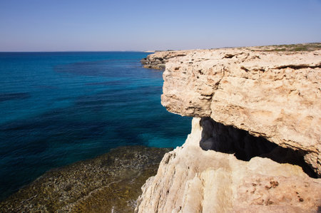Sea landscape with rock. Agia Napa,Cyprus.の写真素材