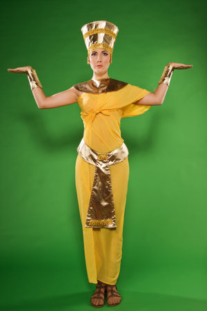 Portrait of beautiful egyptian woman stylized into Cleopatraの写真素材