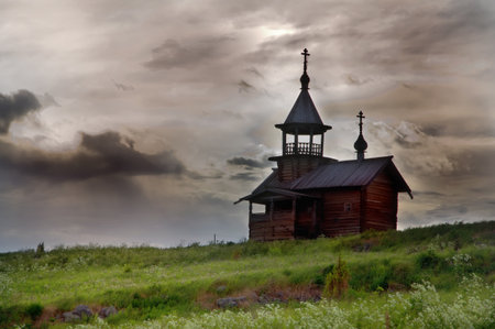 Wooden churche Kizhi Island, Russiaの写真素材