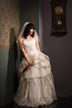 Bride holding sharp knife