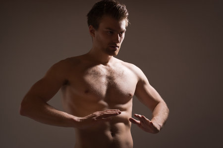 Fighter doing warm up stretchの写真素材