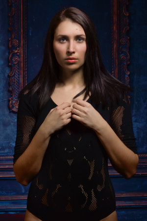 Sexual woman in body in the vintage interiorの写真素材