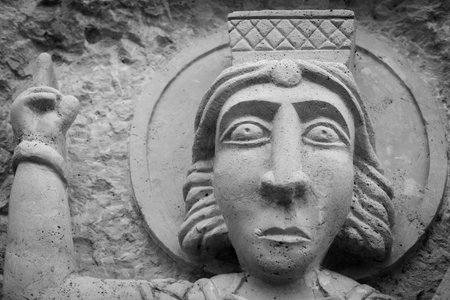 David the Psalmist. Stone carving in the old Russian styleの写真素材
