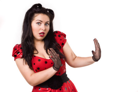 Attractive frightened pin-up girlの写真素材
