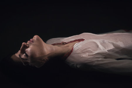Young drown fantasy woman. Mysterious Night scene.