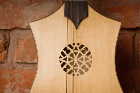Renaissance lute (citole) in a dark room