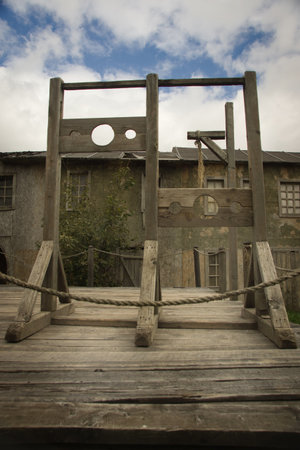 Gallows on the square in a old townの写真素材