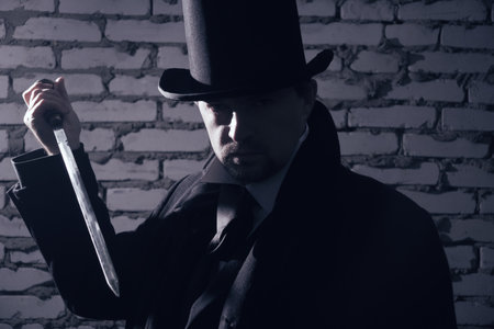 Jack Ripper. Maniac attacked with a knife on the victim