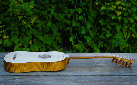 Vihuela de mano of the 16th century. Close-up detailsの写真素材