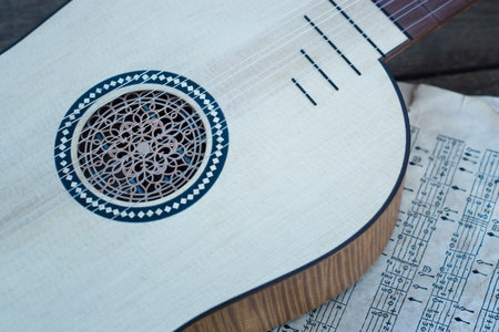 Vihuela de mano of the 16th century. Close-up details