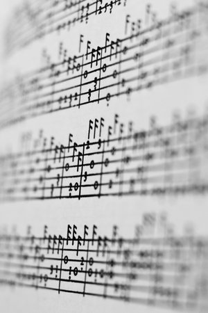 Renaissance lute tablature. A large image of the method of musical notation of the 16th centuryの写真素材