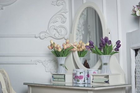 Boudoir. Luxurious interior in the vintage style.の写真素材