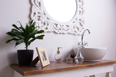 White bathroom interior in a vintage style