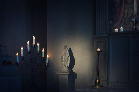 statue of the Virgin Mary in the Catholic Churchの写真素材